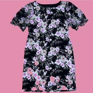 Connected Apparel Black Floral Midi Dress
